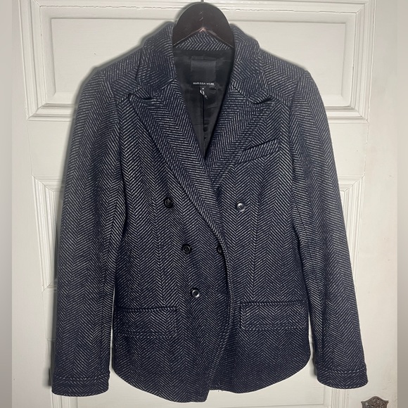 Marissa Webb Travis Herringbone Blazer, Slate Blue - M - Picture 3 of 10